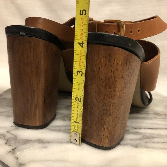 Steven, By Steve Madden, Black and brown leather straps wooden heel, size 8.5 - Picture 6 of 9